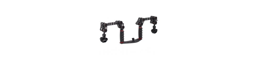 Kit Pletina Universal para Action Cam Doble Puño con Bola 25 mm Brazos y Soporte para Focos