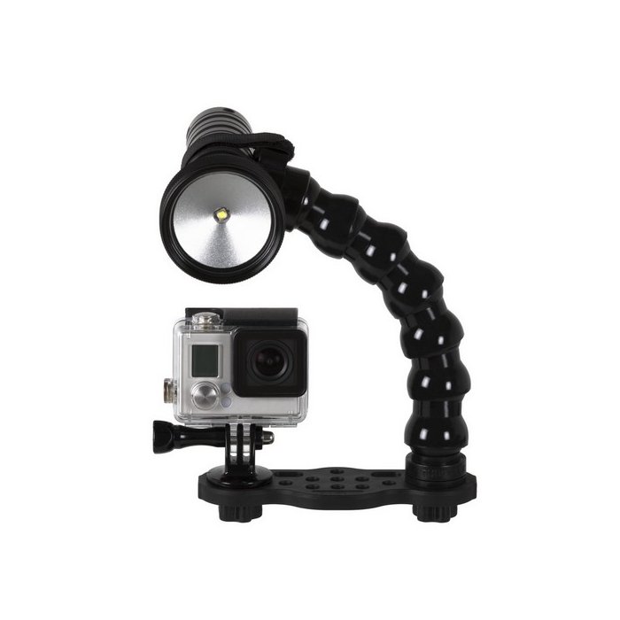 GO-TRAY Underwater Bracket with 3/4 Flex Arm Universal Lights for GoPro